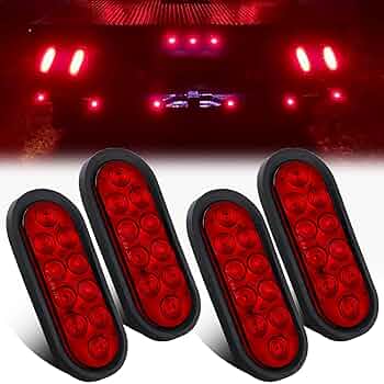 赤いテールライト4個セット テール ライト 花柄 24V 汎用 フルLED 46発 丸型 赤白 4個セット